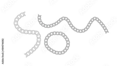 A collection of outlined chain links in various shapes for design elements