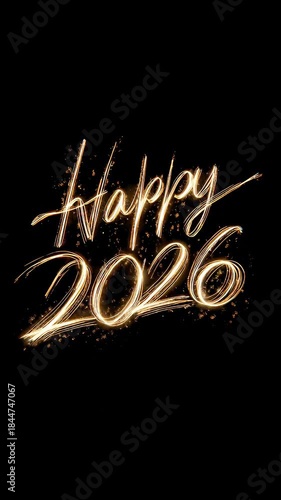 Golden sparkler writing the words 