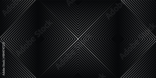 Black dynamic arrow line background. Elegant dark linear abstract wallpaper. Luxury stripe gradient texture. Grey direction lines backdrop for flyer, banner, poster, cover,