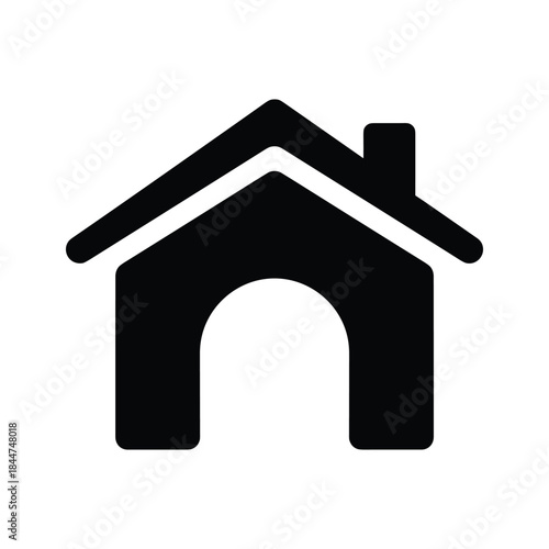 Simple house icon with chimney