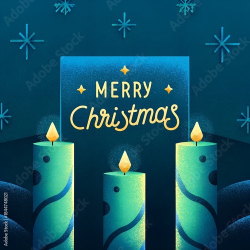 christmas greeting card with candles and stars