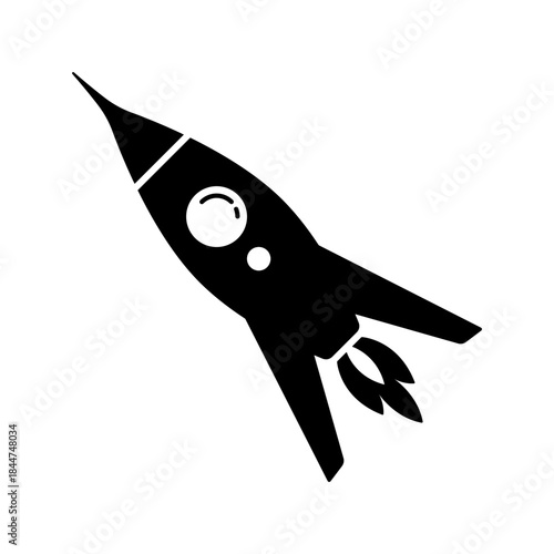 Space rocket icon. Black silhouette. Front and side view. Vector simple flat graphic illustration. Isolated object on a white background.