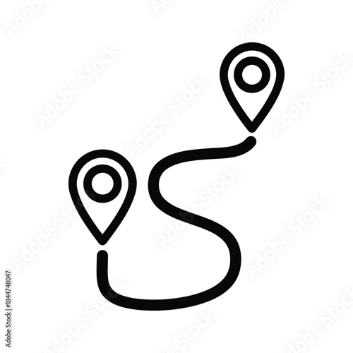 Simple line map with two location pins