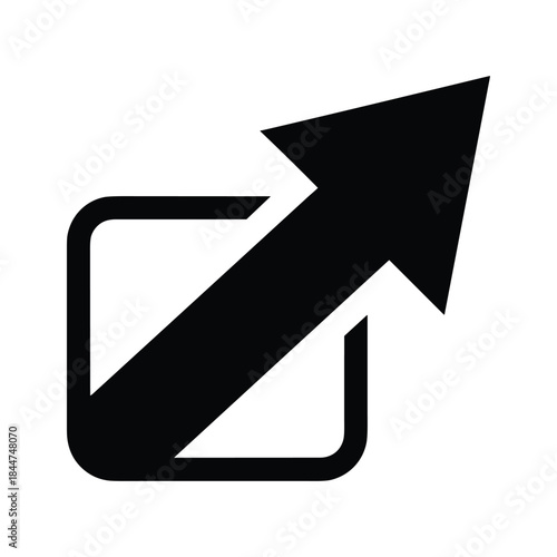 Black arrow icon pointing upwards and right