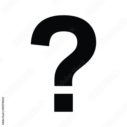 Black question mark symbol on white background