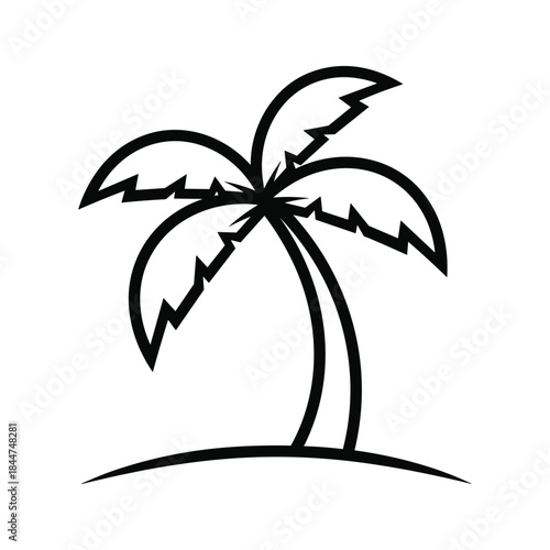 Simple black palm tree illustration on white background