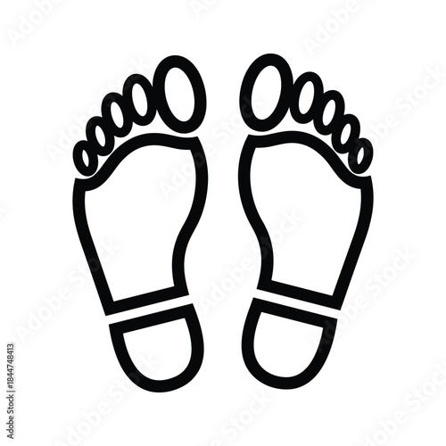 Simple black and white illustration of human feet