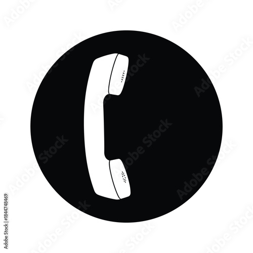 Simple phone icon on black circle