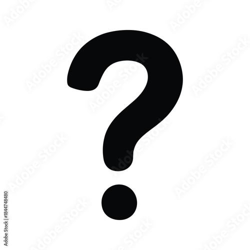 Black question mark symbol on white background