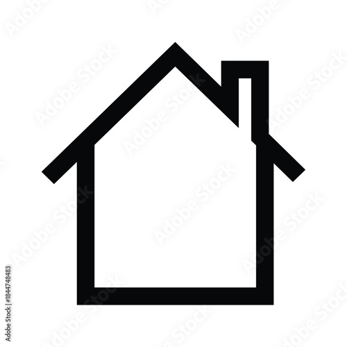 Simple house icon with chimney