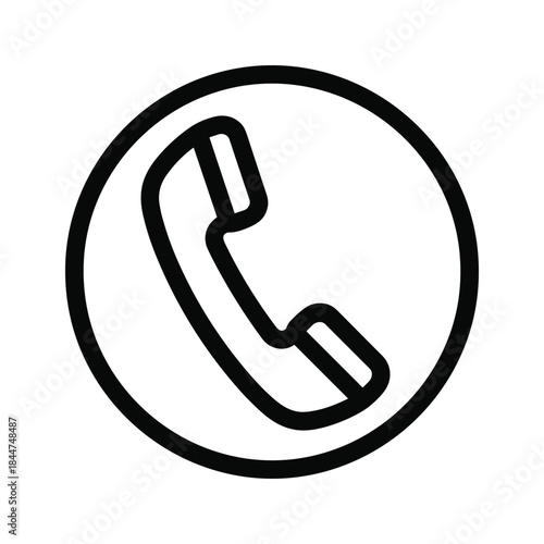 Simple black and white phone icon in a circle