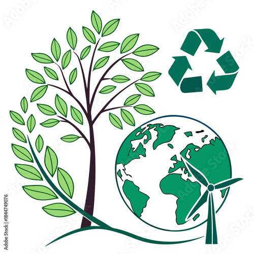 Green energy, recycling, and nature concept promoting environmental protection and sustainability