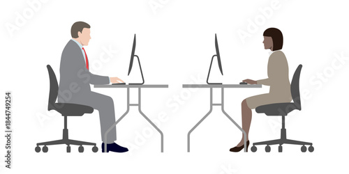set of business people in flat style vector-