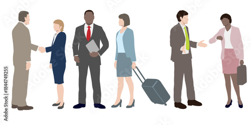 set of business people in flat style vector