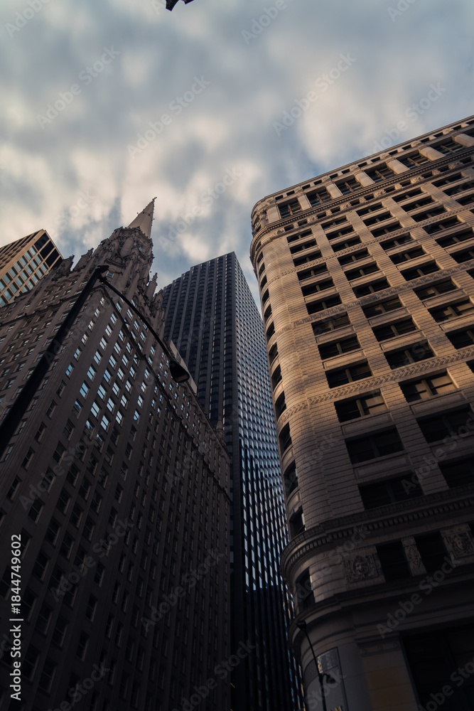 Obraz premium Historic skyscraper that rises among modern buildings in downtown Chicago