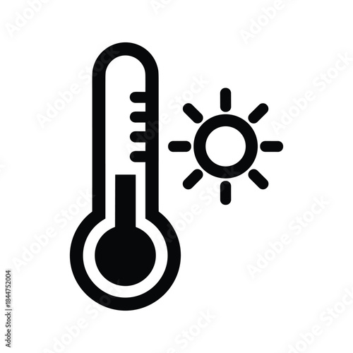 High temperature indicated by thermometer and sun symbol