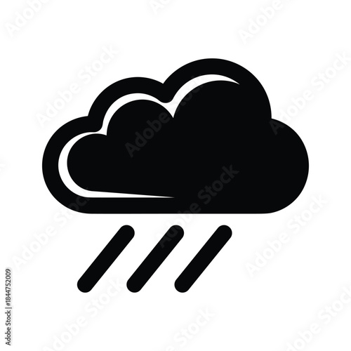 Cloud with rain icon on white background
