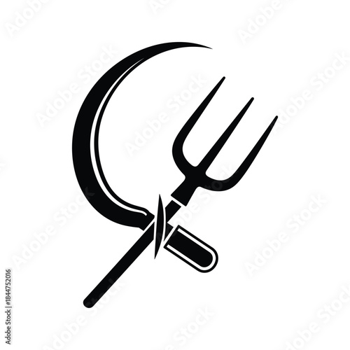 Sickle and fork crossed illustration