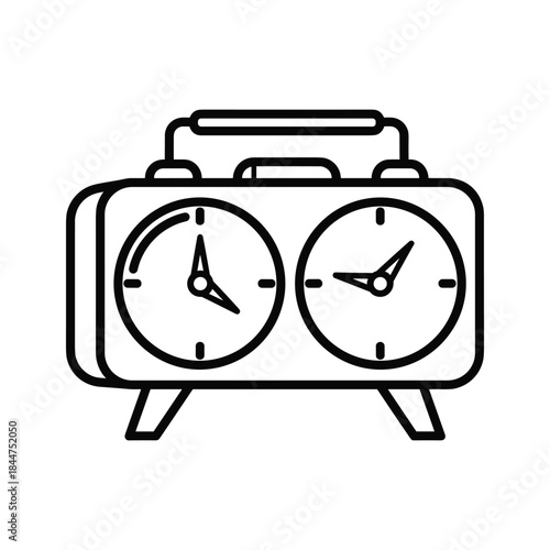 Simple line art travel alarm clock icon