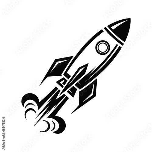 Rocket launching into space with flames