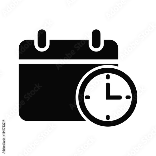 Calendar with clock icon representing time management