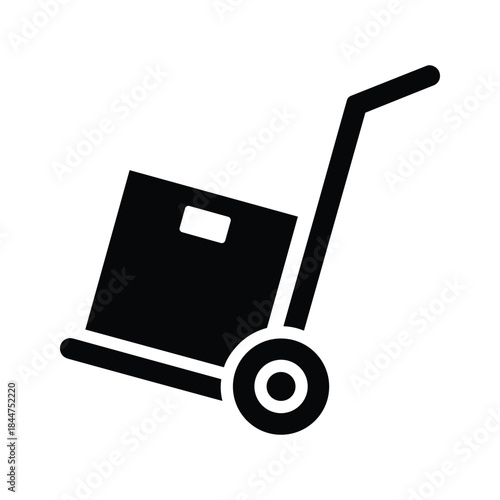 Hand truck with box on white background