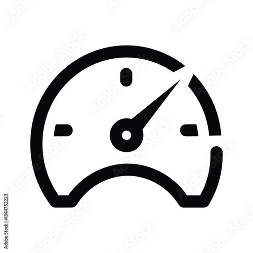 Speedometer icon with needle pointing to maximum speed
