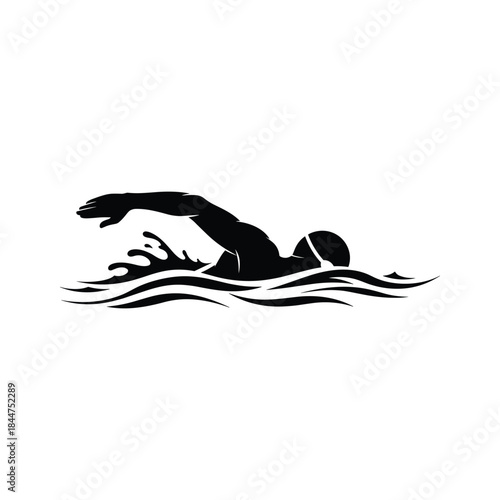 Swimmer silhouette swimming in water