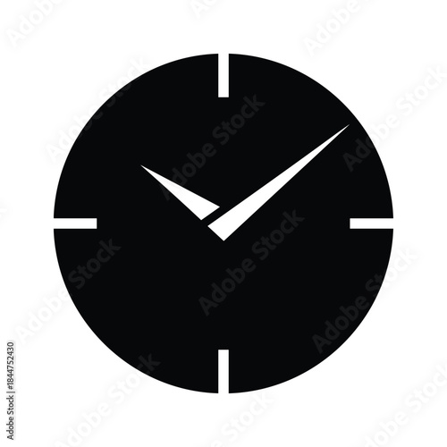Simple black clock face showing time