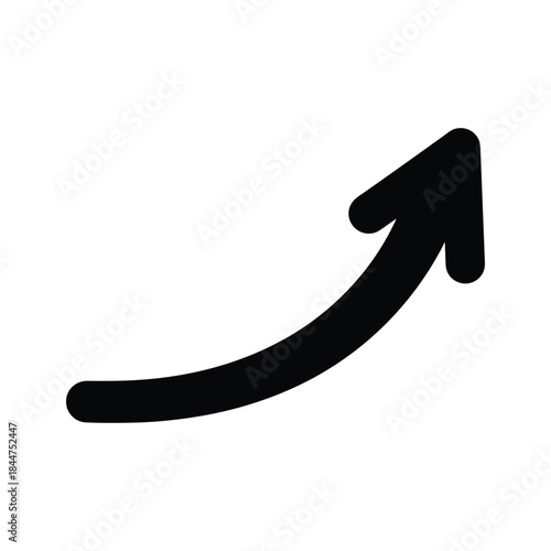 Black arrow pointing upwards on white background