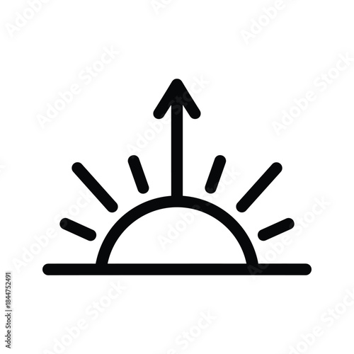 Simple sun rise icon with arrow