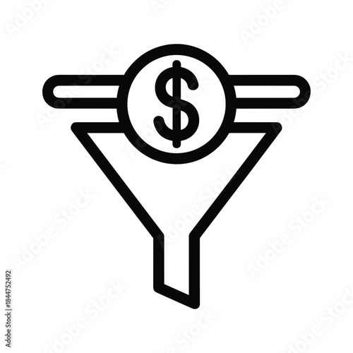 Dollar sign funnel icon representing financial filtering