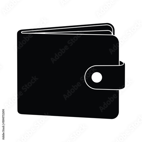 Black wallet icon with snap closure