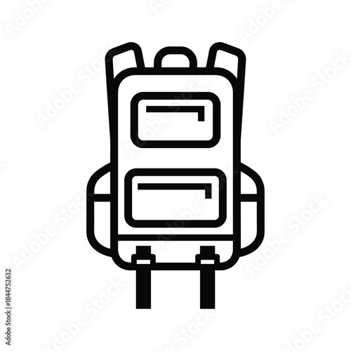 Simple black backpack icon on white background