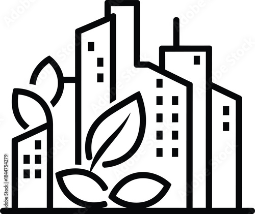 Eco Friendly City with Nature Icon
