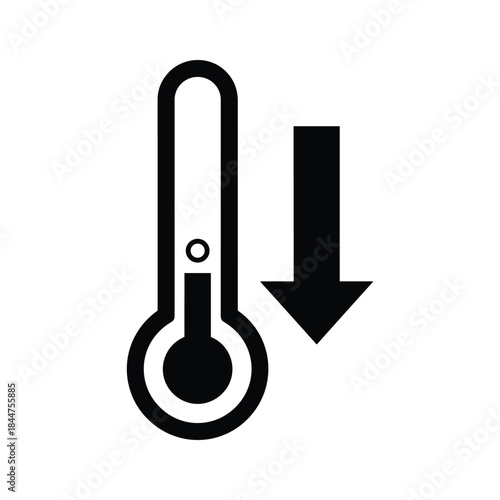 Temperature decrease indicated by thermometer and down arrow