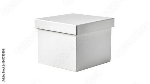 A square cardboard box with a separate lid is shown on a white background, packaging material for storing and shipping items
