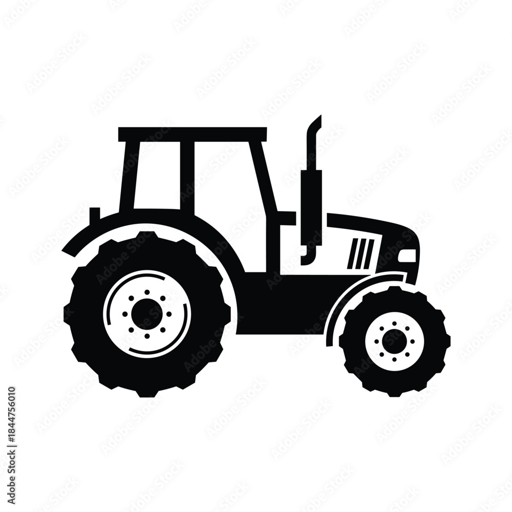 Obraz premium Tractor silhouette on white background