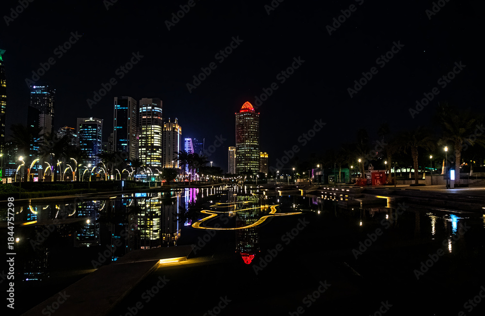 Obraz premium Doha,Qatar,12.12.2025,Nightlife and scenery of Doha, Qatar.