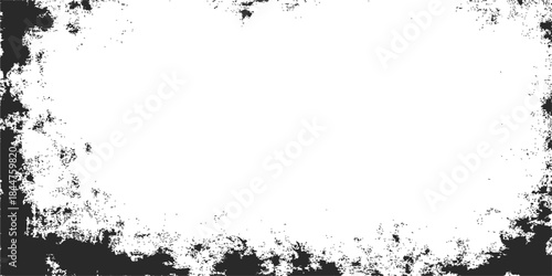 Abstract grunge frame border design with dirty black ink texture pattern