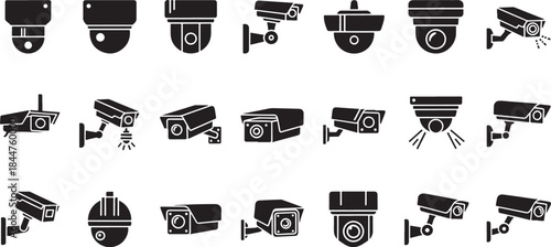 Collection of diverse black security surveillance camera for monitoring and protection Keywords