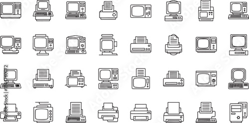 Collection of Vintage and Retro Computer and Printer Line technology