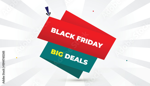 black friday big deals editable eps format web banner vector art illustration template design red gradient green shapes yellow bold font white gray gradient abstract illustration sun shine business ba