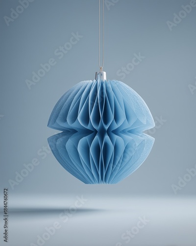 Ultra-realistic paper origami Christmas ornament macro photography