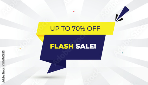 flash sale editable eps format web banner vector art illustration template design deep blue yellow shapes bold font white gray gradient abstract illustration sunshine business background 4k promotion 