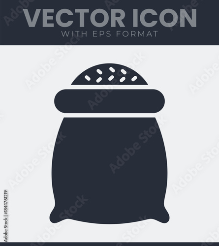 Drawing of a full sack or bag with a rounded top and small oval shapes on its surface, representing a container for granular material, vector illustration