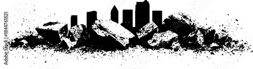 Urban decay silhouette with dirt specked stencil illustration for grunge art design