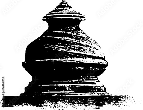 Distorted rooftop vent silhouette stencil art for urban grunge design