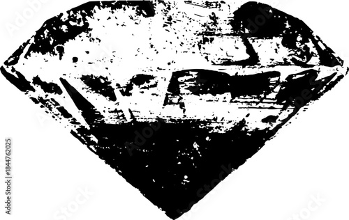 Black and white fractured diamond with grunge texture for urban art design