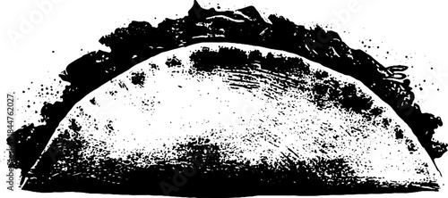 Black and white stencil of folded street food with urban grunge art design